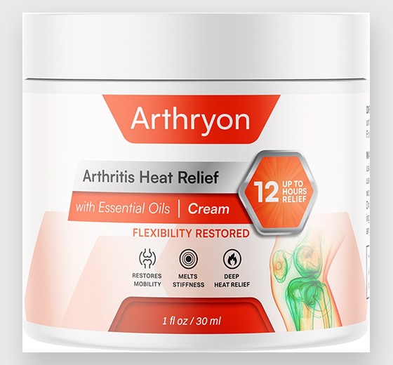 Bote de crema Arthryon Arthritis Heat Relief, blanco con etiqueta naranja, 30 ml