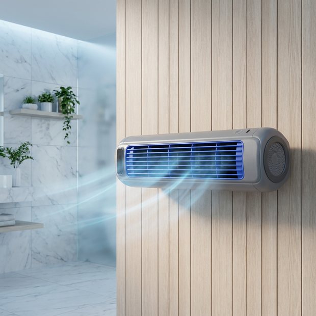 Froza AC an einer Wand montiert, Gitter blau beleuchtet