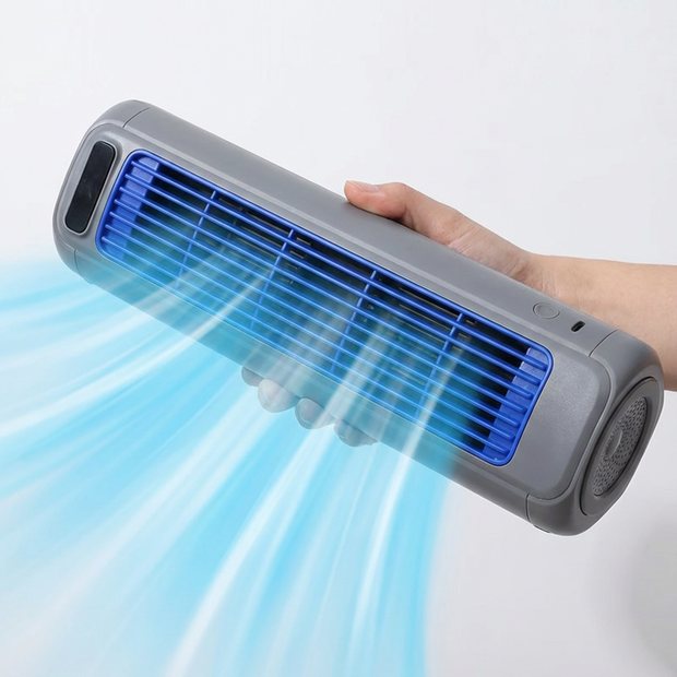 Froza AC held in one hand to show its size