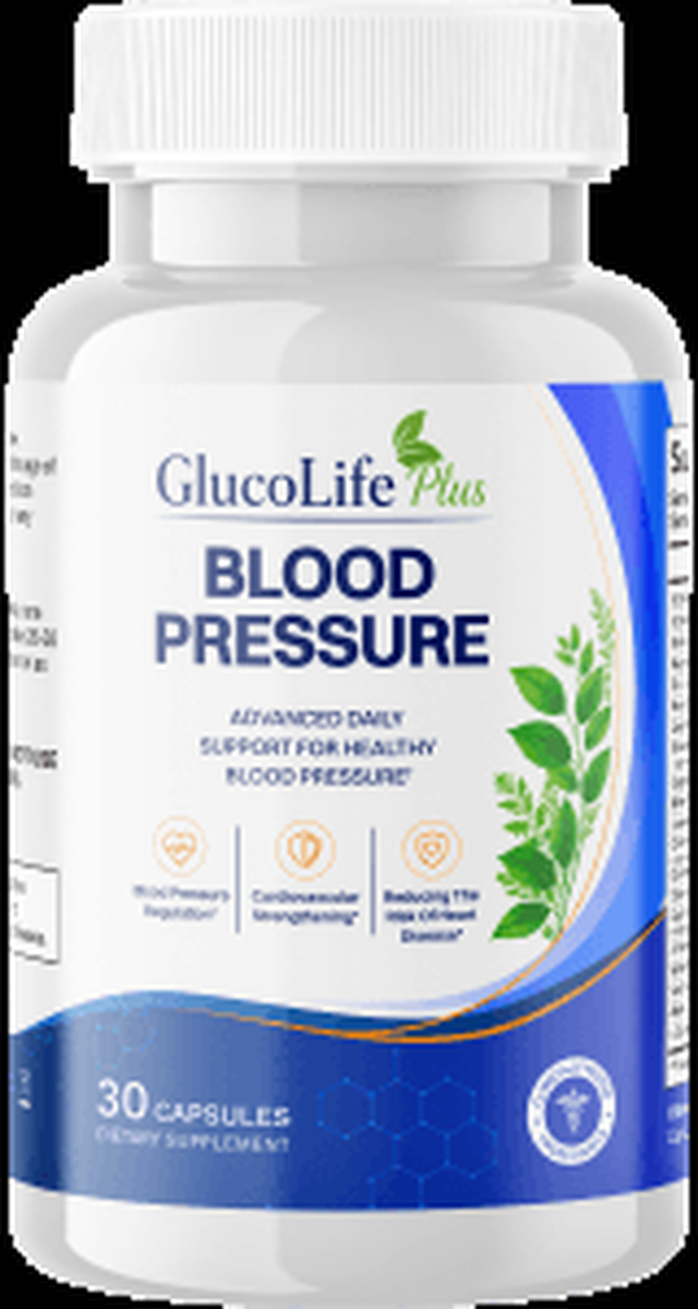 GlucoLife Plus Blood Pressure Capsules bottle, 30 capsules