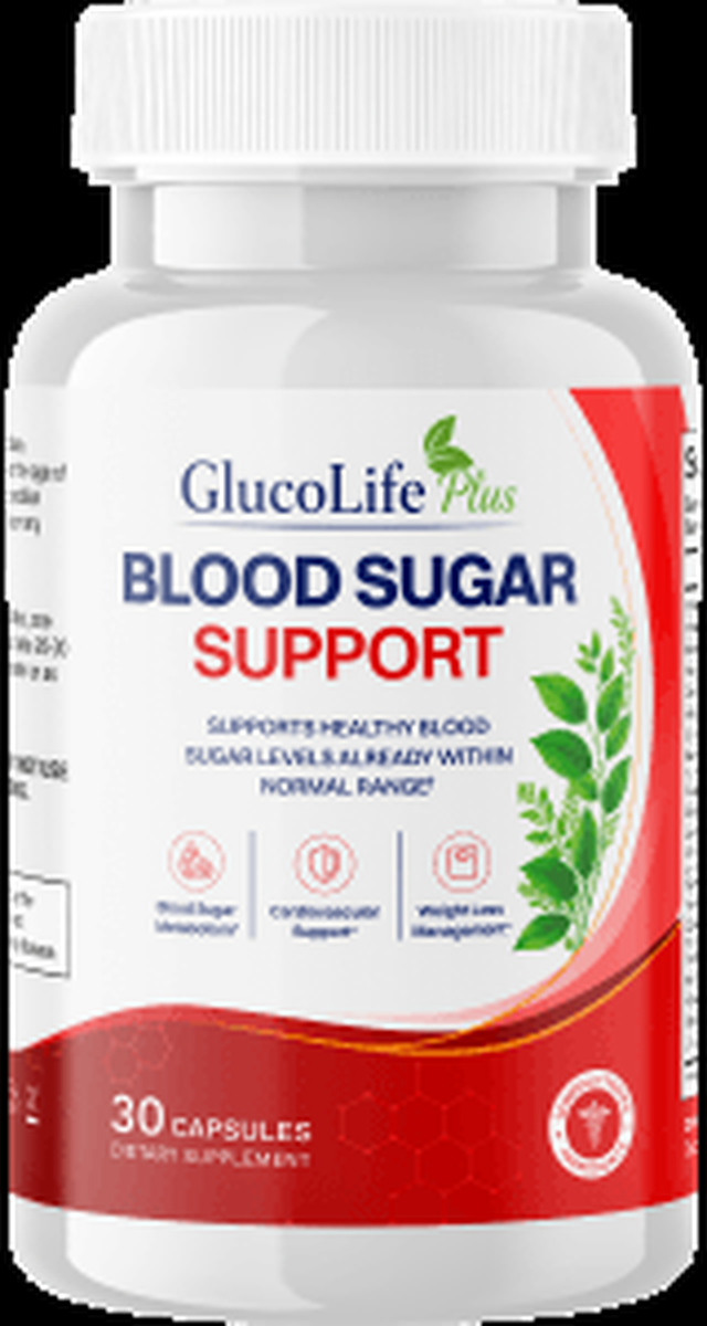GlucoLife Plus Blood Sugar Support Capsules bottle, 30 capsules