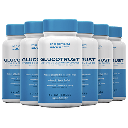 Six flacons de GlucoTrust de la marque Maximum Edge Nutrition