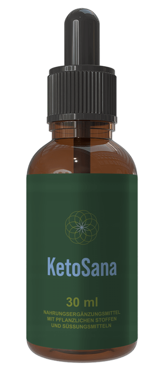 KetoSana Flasche aus Braunglas mit Pipettenverschluss und dunkelgrünem Etikett