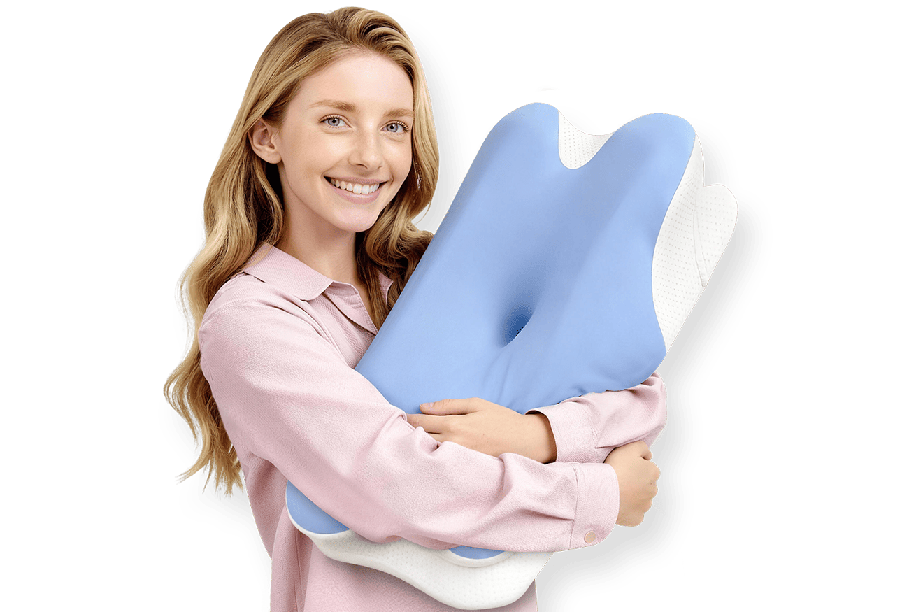 Melara Max contoured memory foam pillow held in both arms