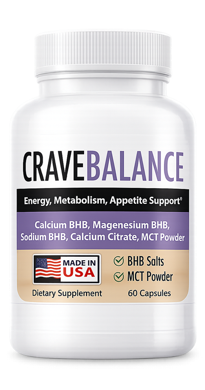 CraveBalance bottle, 60 capsules, BHB salts and MCT powder